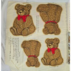Old Fashioned Bears Vintage Cranston Print Works Cut & Sew Pillow Plush Uncut